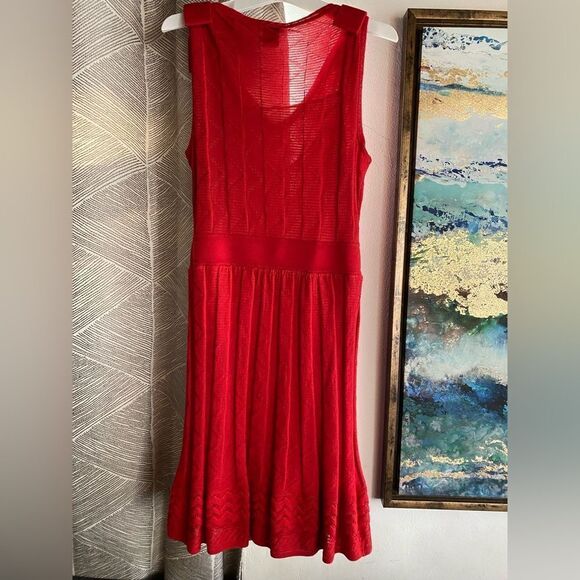 M Missoni Womens  Size 42 US 6 Sleeveless Sheath Knit Dress V Neck Red - Picture 4 of 16